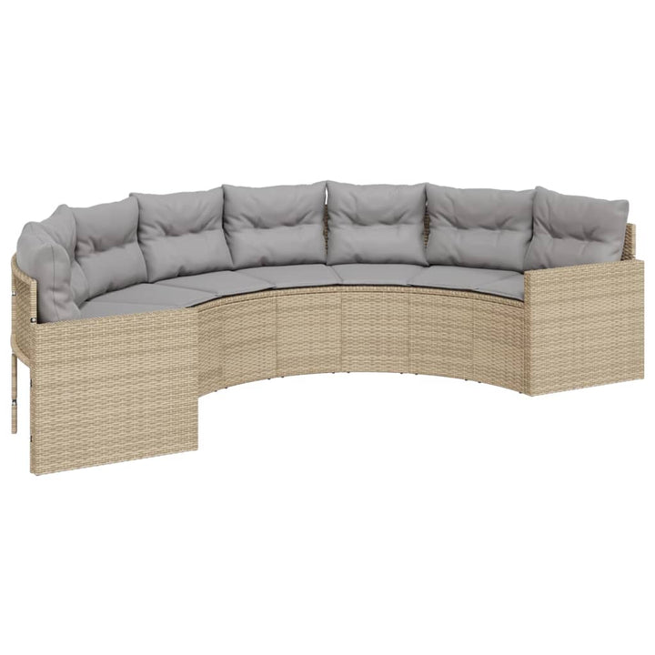 Gartensofa Mit Kissen Beige Poly-Rattan Beige Und Hellgrau