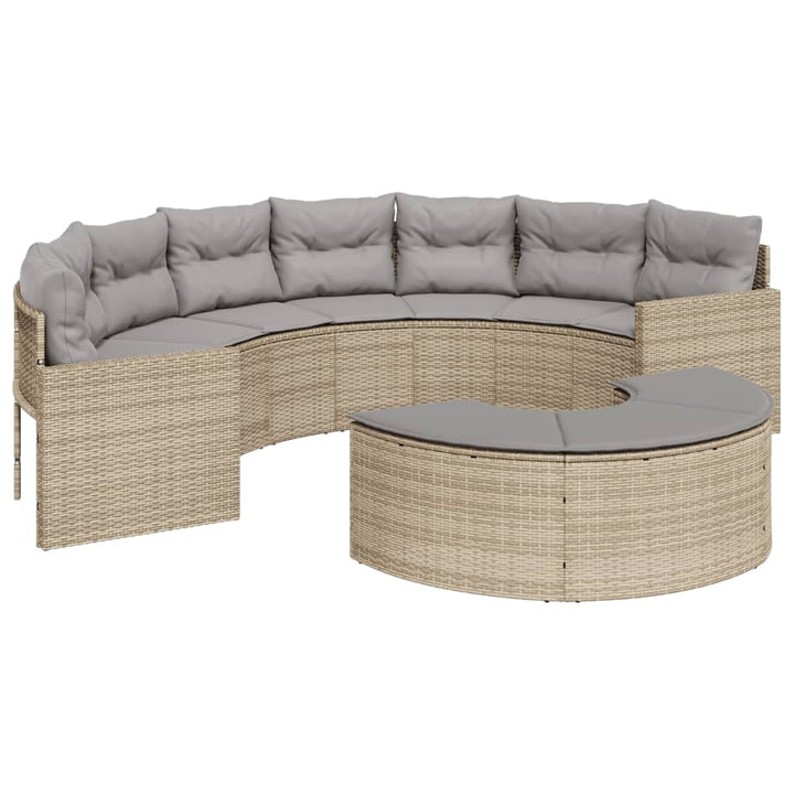 Gartensofa Mit Kissen Beige Poly-Rattan Beige Und Hellgrau