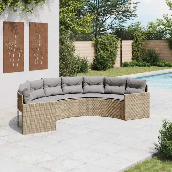 Gartensofa Mit Kissen Beige Poly-Rattan Beige Und Hellgrau