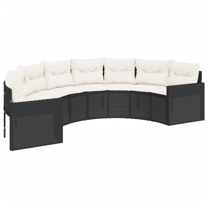 Gartensofa Mit Tisch Und Kissen Schwarz Poly-Rattan Schwarz Und Creme