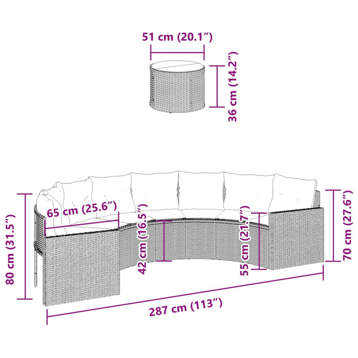 Gartensofa Mit Tisch Und Kissen Schwarz Poly-Rattan Schwarz Und Creme