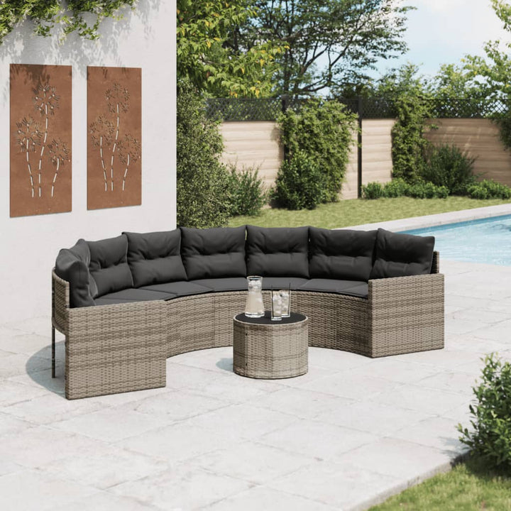 Gartensofa Mit Tisch Und Kissen Grau Poly Rattan Grau Und Dunkelgrau