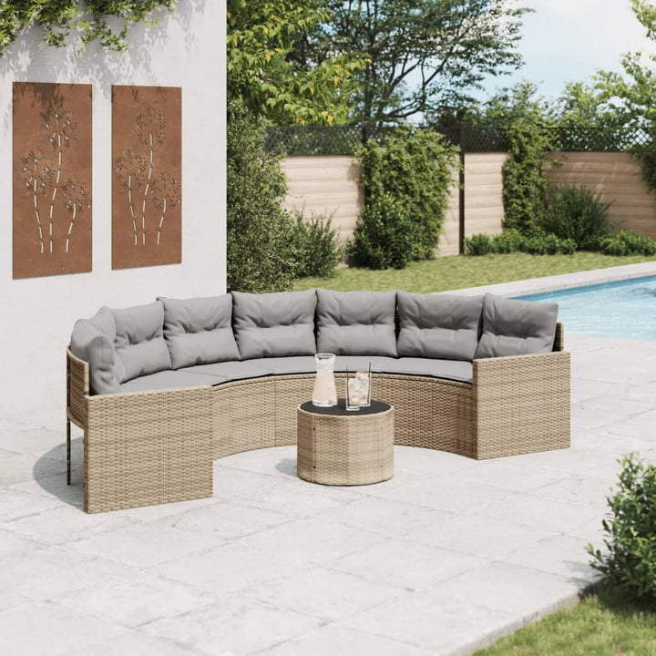 Gartensofa Mit Kissen Beige Poly-Rattan Beige Und Hellgrau