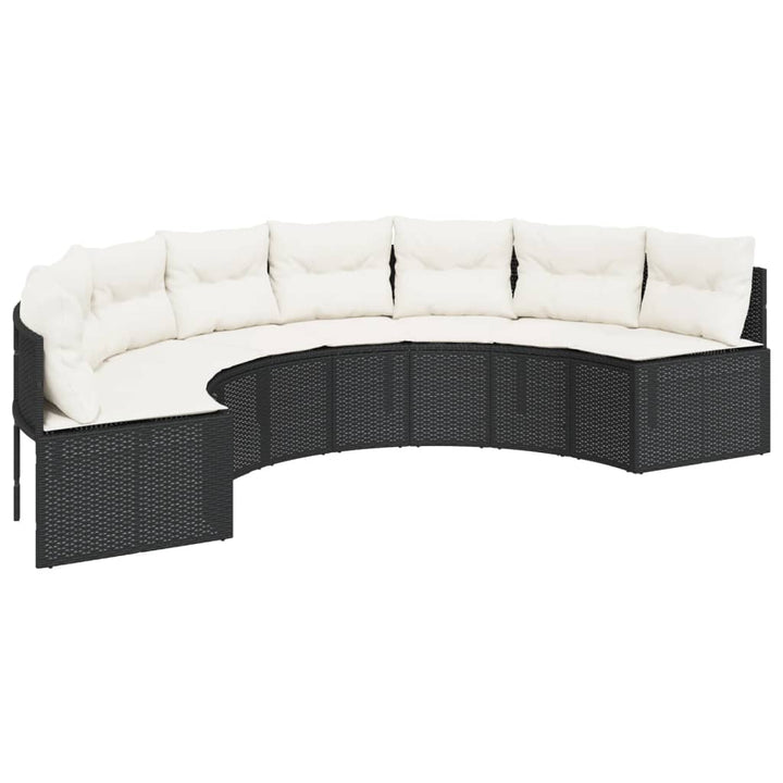 Gartensofa Mit Kissen Schwarz Poly-Rattan Schwarz Und Creme