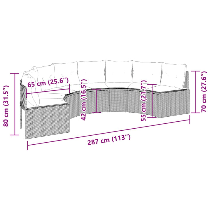 Gartensofa Mit Kissen Schwarz Poly-Rattan Schwarz Und Creme