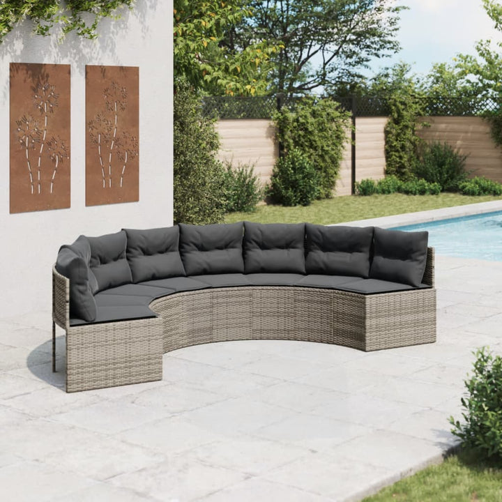 Gartensofa Mit Kissen Grau Poly Rattan Grau Und Dunkelgrau