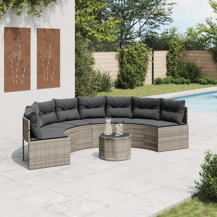 Gartensofa Mit Kissen Grau Poly Rattan Grau Und Dunkelgrau