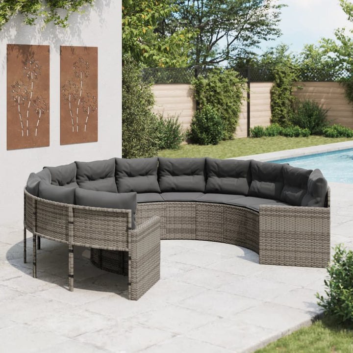 Gartensofa Mit Tisch Und Kissen Grau Poly Rattan Grau Und Dunkelgrau