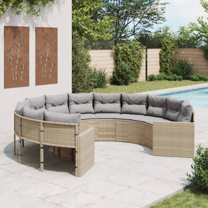 Gartensofa Mit Kissen Beige Poly-Rattan Beige Und Hellgrau