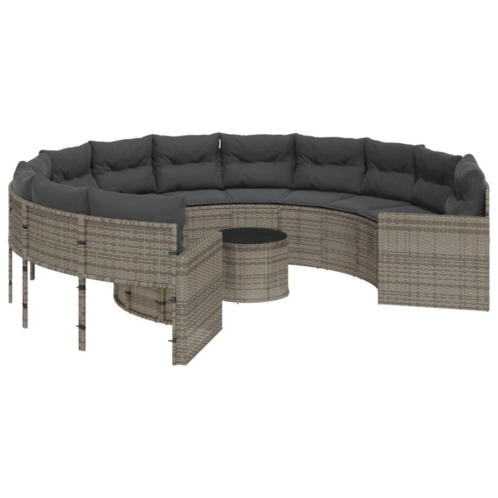 Gartensofa Mit Tisch Und Kissen Grau Poly Rattan Grau Und Dunkelgrau