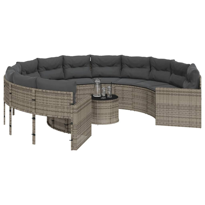 Gartensofa Mit Tisch Und Kissen Grau Poly Rattan Grau Und Dunkelgrau