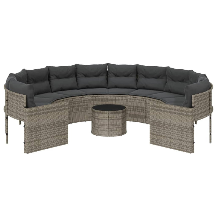 Gartensofa Mit Tisch Und Kissen Grau Poly Rattan Grau Und Dunkelgrau