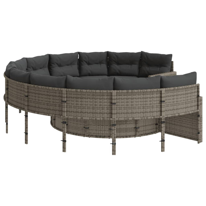 Gartensofa Mit Tisch Und Kissen Grau Poly Rattan Grau Und Dunkelgrau