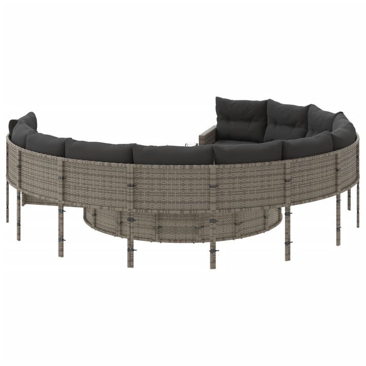 Gartensofa Mit Tisch Und Kissen Grau Poly Rattan Grau Und Dunkelgrau