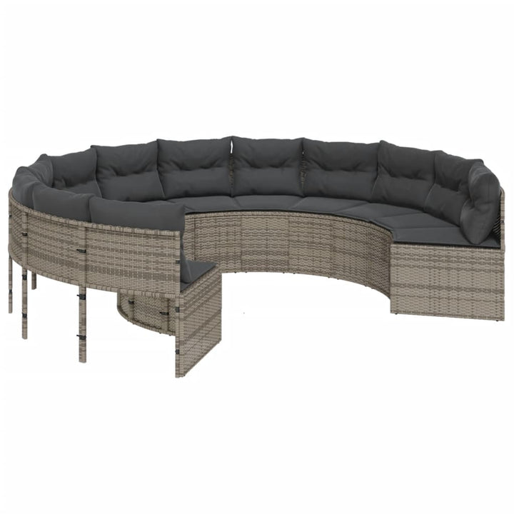 Gartensofa Mit Kissen Grau Poly Rattan Grau Und Dunkelgrau