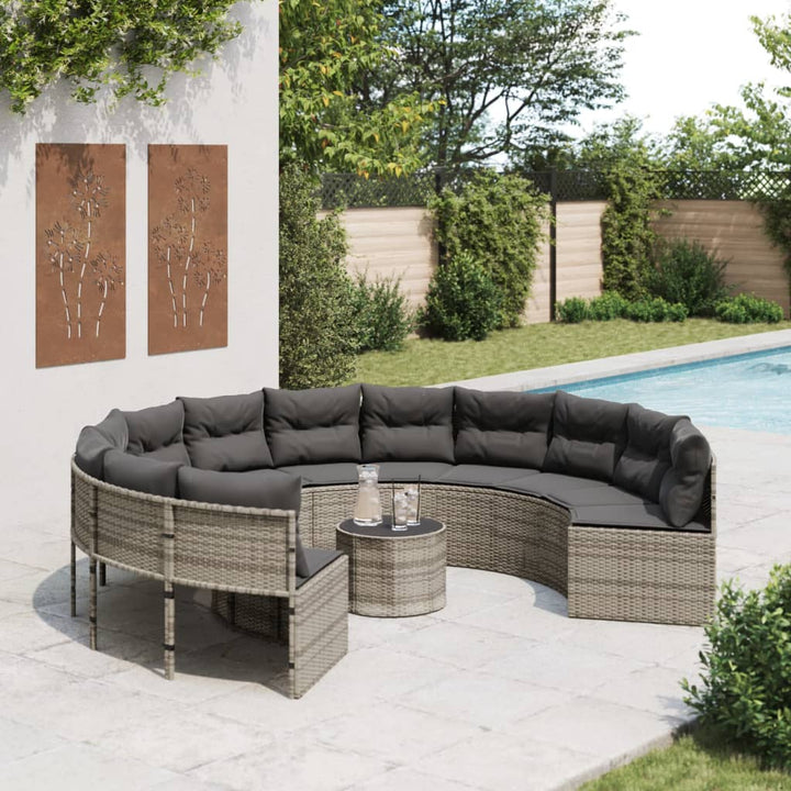 Gartensofa Mit Kissen Grau Poly Rattan Grau Und Dunkelgrau