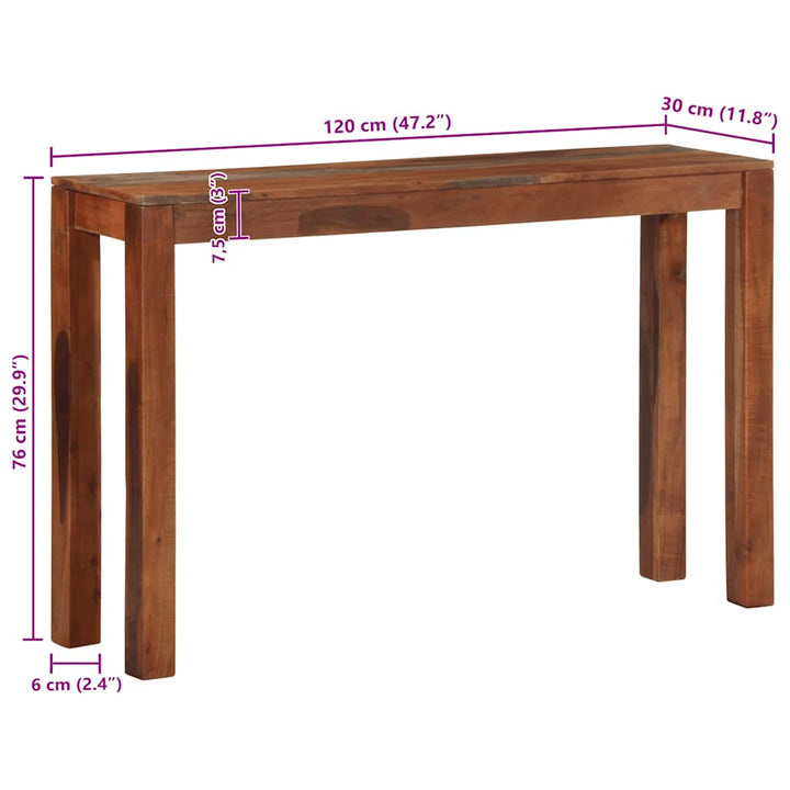 Konsolentisch 120X30X76 Cm Massivholz Akazie Braune Eiche