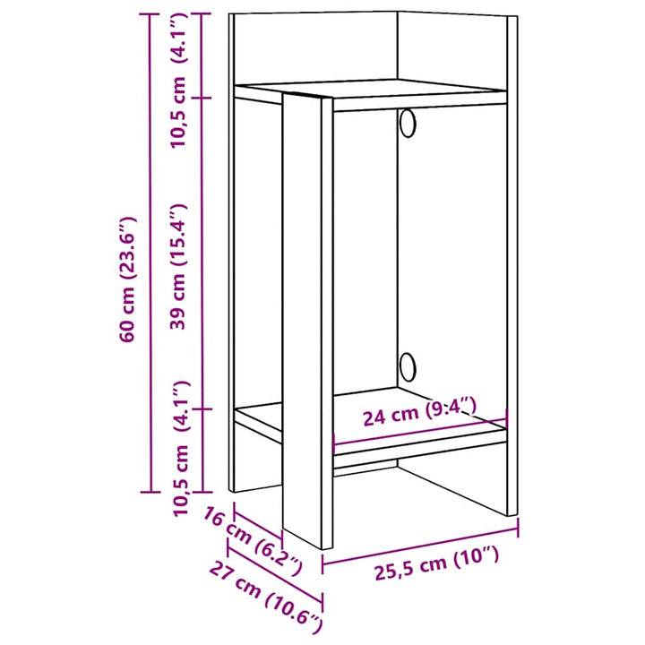 Beistelltische 2 Stk. Mit Ablage 25,5X27X60 Cm