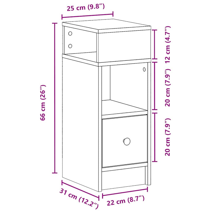 Nachttisch Mit Schublade 25X31X66 Cm