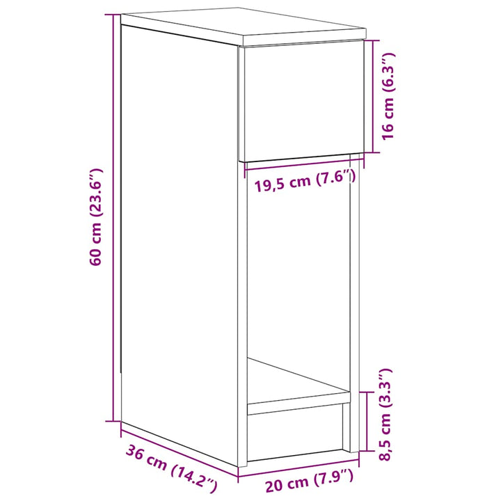 Nachttisch Mit Schublade 20X36X60 Cm