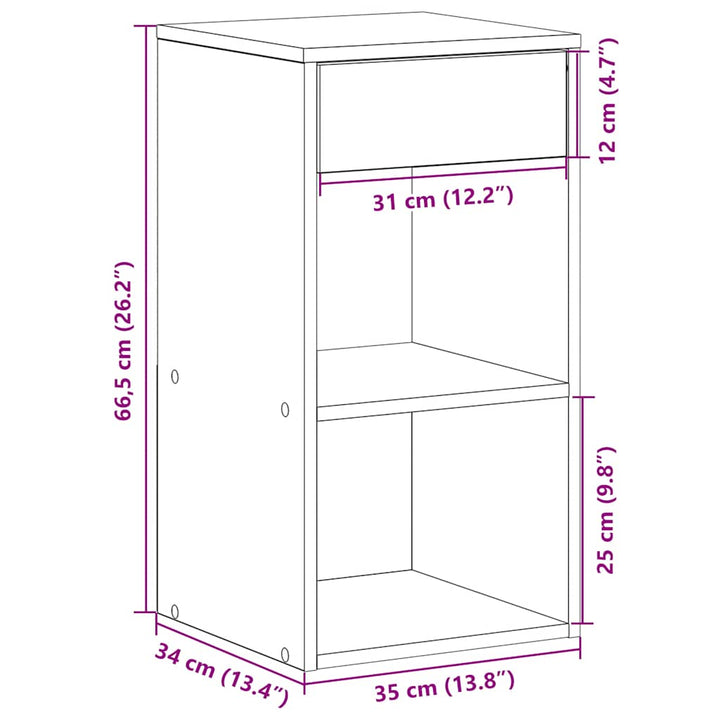 Nachttisch Mit Schublade Braun Eichen-Optik 35X34X66,5 Cm