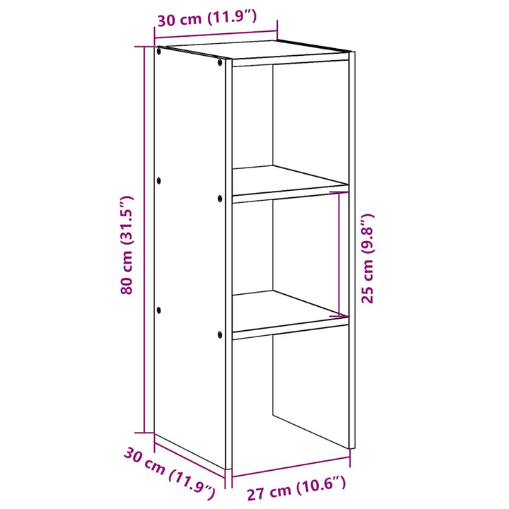 Bücherregal Stapelbar 30X30X80 Cm Holzwerkstoff