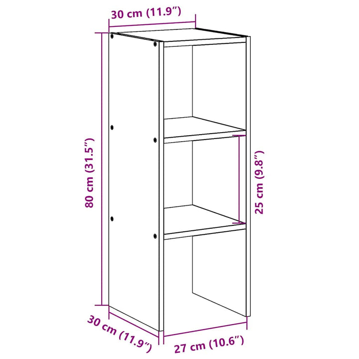 Bücherregal Stapelbar Sonoma-Eiche 30X30X80 Cm Holzwerkstoff