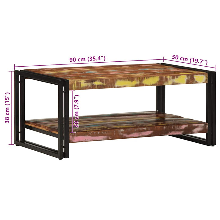 Couchtisch Mehrfarbig 90X50X38 Cm Altholz Massiv