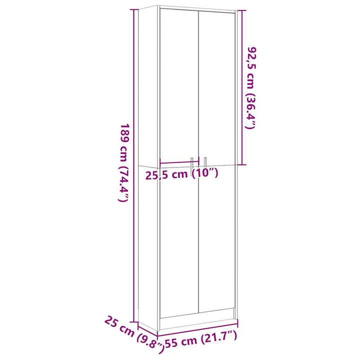 Garderobenschrank Sonoma-Eiche 55X25X189 Cm Holzwerkstoff