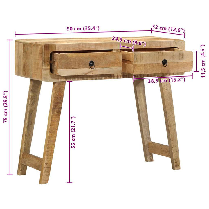 Konsolentisch 90X32X75 Cm Raues Massivholz Mango