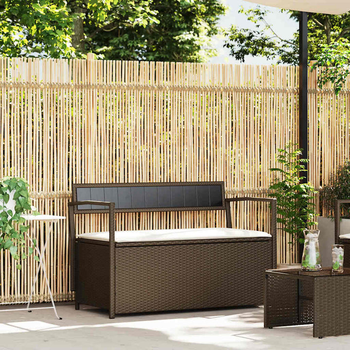 Gartenbank Mit Stauraum Und Kissen Beige Poly Rattan