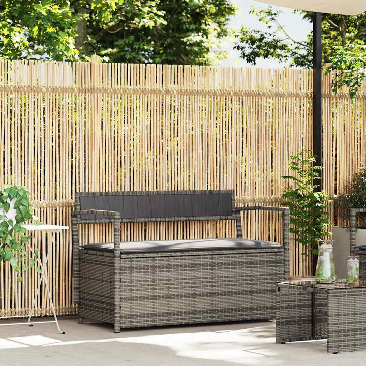 Gartenbank Mit Stauraum Und Kissen Beige Poly Rattan