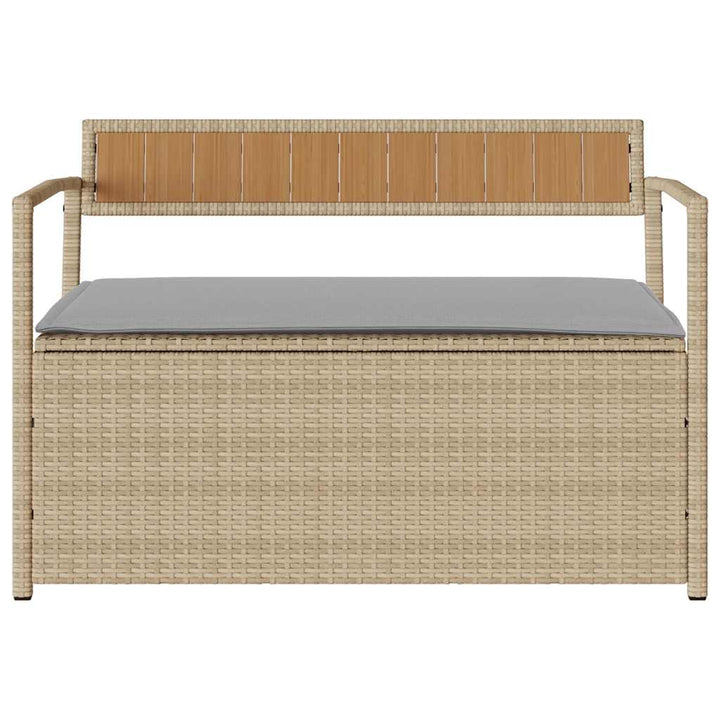 Gartenbank Mit Stauraum Und Kissen Beige Poly Rattan