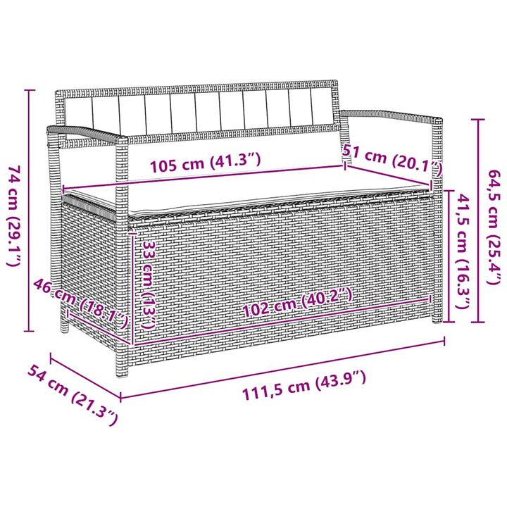 Gartenbank Mit Stauraum Und Kissen Beige Poly Rattan