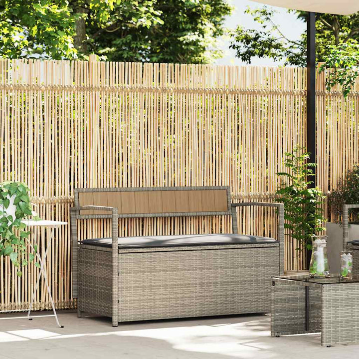 Gartenbank Mit Stauraum Und Kissen Beige Poly Rattan