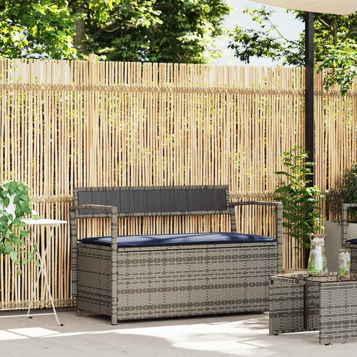 Gartenbank Mit Stauraum Und Kissen Beige Poly Rattan