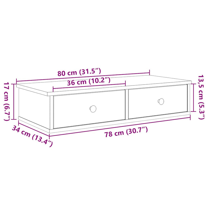 Wandregal Mit Schubladen Braun Eiche Holzwerkstoff