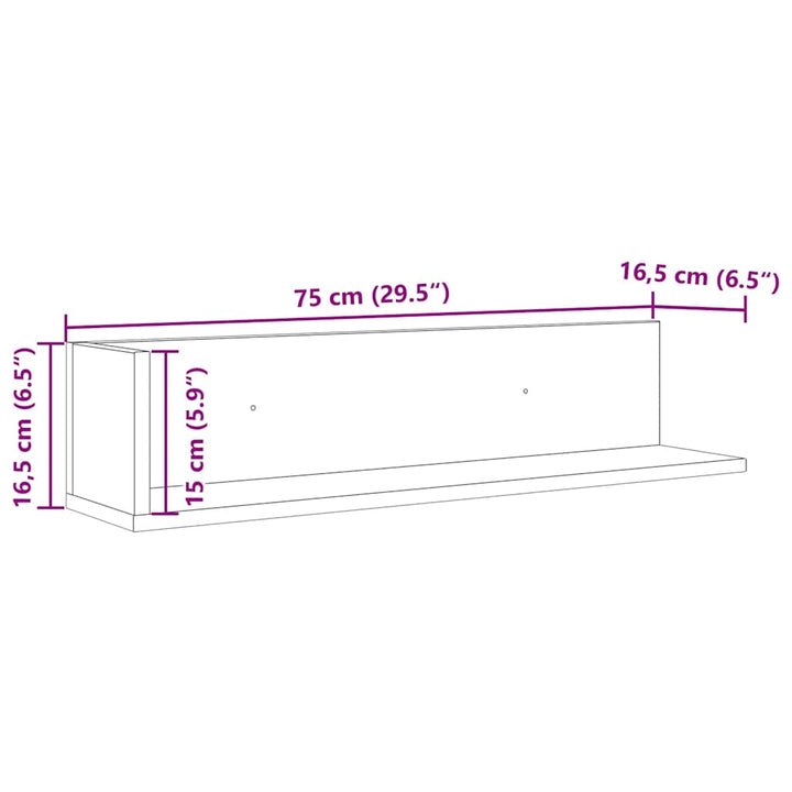 Wandregale 2 Stk. 75X16,5X16,5 Cm Holzwerkstoff