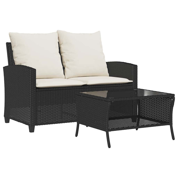 Gartensofa 2-Sitzer Mit Kissen & Tisch Poly Rattan