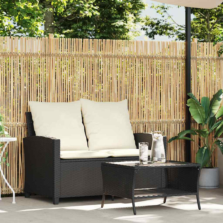 Gartensofa 2-Sitzer Mit Kissen & Tisch Poly Rattan