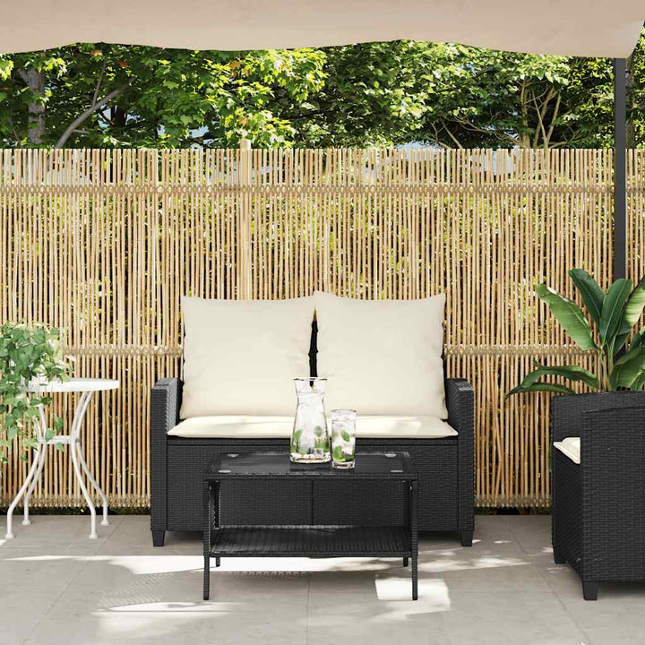 Gartensofa 2-Sitzer Mit Kissen & Tisch Poly Rattan