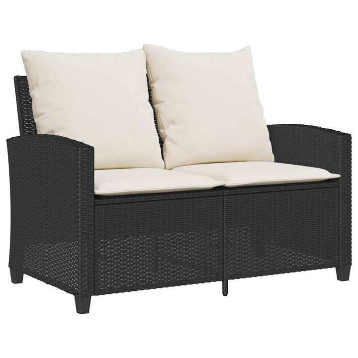 Gartensofa 2-Sitzer Mit Kissen & Tisch Poly Rattan