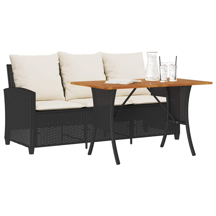 Gartensofa 3-Sitzer Mit Kissen & Tisch Poly Rattan