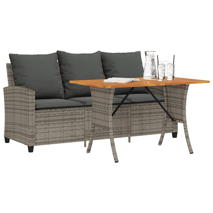 Gartensofa 3-Sitzer Mit Kissen & Tisch Poly Rattan