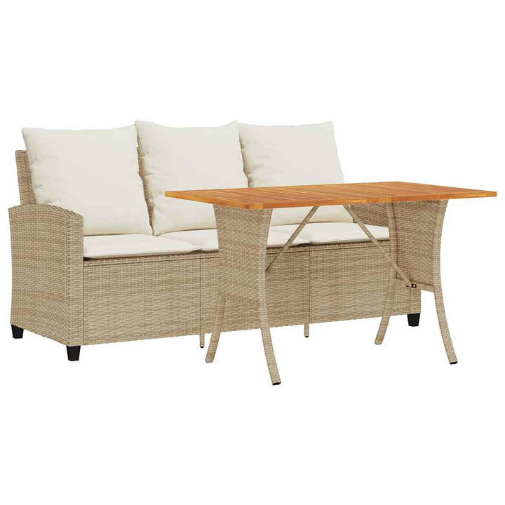 Gartensofa 3-Sitzer Mit Kissen & Tisch Poly Rattan