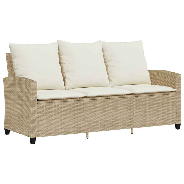 Gartensofa 3-Sitzer Mit Kissen & Tisch Poly Rattan