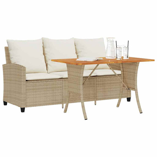 Gartensofa 3-Sitzer Mit Kissen & Tisch Poly Rattan