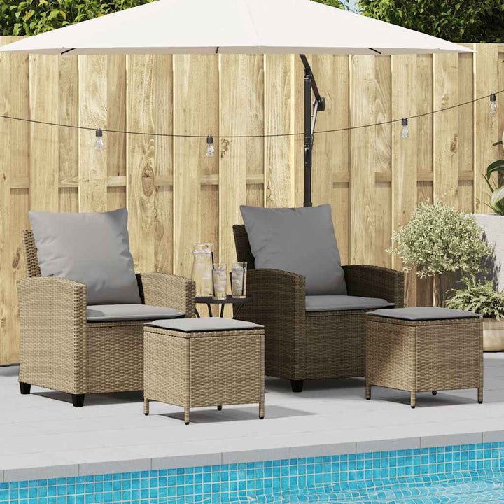 4-Tlg. Garten-Sofagarnitur Mit Kissen Poly Rattan