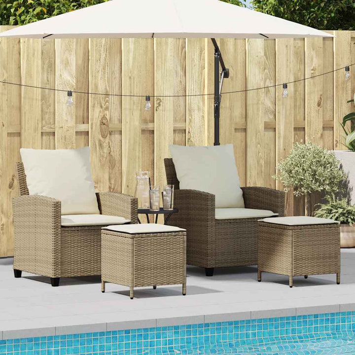 4-Tlg. Garten-Sofagarnitur Mit Kissen Poly Rattan