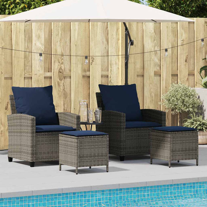 4-Tlg. Garten-Sofagarnitur Mit Kissen Poly Rattan